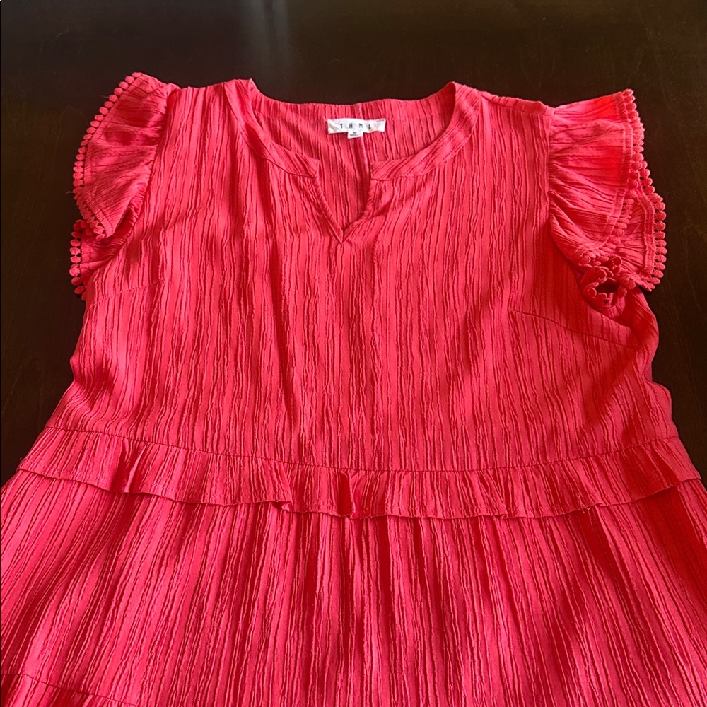 THML Coral Dress with ruffled sleeves, size M